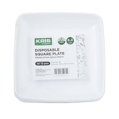 Gambar Kris Piring Sekali Pakai Plastik Square 17.4x17.4 cm Set 12 pcs - Putih