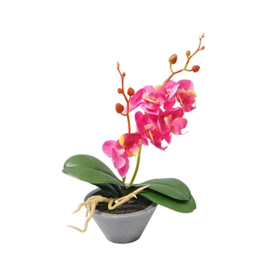 Gambar Arthome Bunga Artifisial Orchid Dengan Pot 10x10x32 cm - Ungu