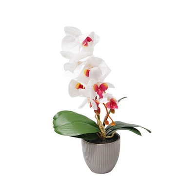 Gambar Arthome Bunga Artifisial Orchid Dengan Pot 12x12x41 cm - Putih