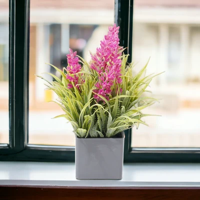 Gambar Arthome Bunga Artifisial Grass Lavender Dengan Pot 8x8x20 cm - Ungu