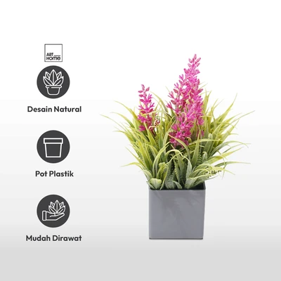 Gambar Arthome Bunga Artifisial Grass Lavender Dengan Pot 8x8x20 cm - Ungu