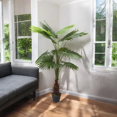 Gambar Arthome Tanaman Artifisial Fan Palm Dengan Pot 60x60x150 cm - Hijau