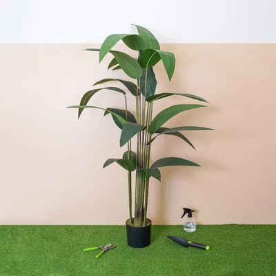 Gambar Forhom Tanaman Artifisial Travellers Banana Tree Dengan Pot 45x45x160 cm - Hijau