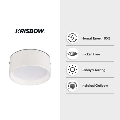 Gambar Krisbow Lampu Downlight LED Surface SMD 18 Watt Neutral White - Putih