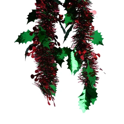 Gambar Noelle Tinsel Garland Dekorasi Natal Christmas Leaf - Merah