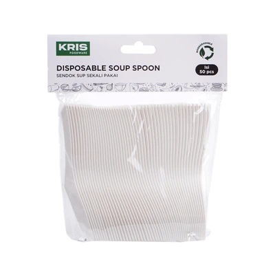 Gambar Kris Sendok Sup Sekali Pakai Biodegradable Set 50 pcs - Putih