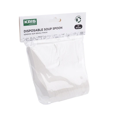 Gambar Kris Sendok Sup Sekali Pakai Biodegradable Set 50 pcs - Putih