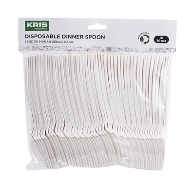 Gambar Kris Sendok Sup Sekali Pakai Biodegradable Set 50 pcs - Putih