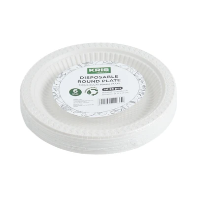 Gambar Kris Piring Makan Sekali Pakai Biodegradable Round 15 cm Set 25 pcs - Putih