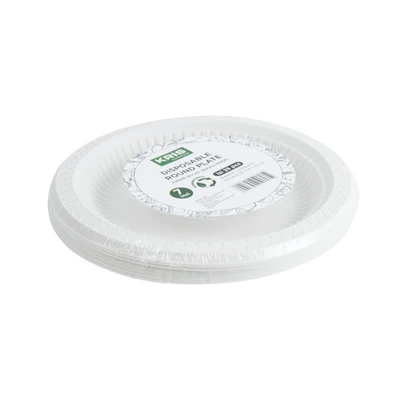 Gambar Kris Piring Makan Sekali Pakai Biodegradable Round 17.8 cm Set 25 pcs - Putih