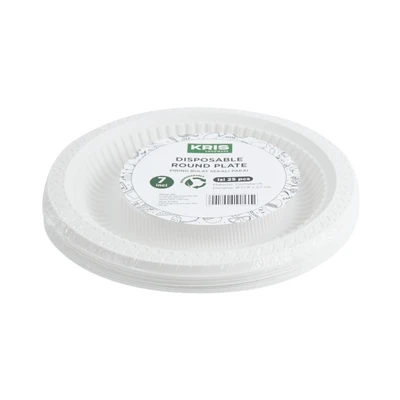 Gambar Kris Piring Makan Sekali Pakai Biodegradable Round 17.8 cm Set 25 pcs - Putih