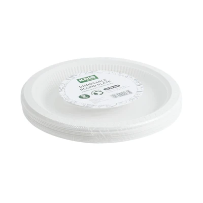 Gambar Kris Piring Makan Sekali Pakai Biodegradable Round 23 cm Set 25 pcs - Putih