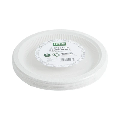 Gambar Kris Piring Makan Sekali Pakai Biodegradable Round 23 cm Set 25 pcs - Putih