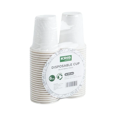 Gambar Kris Gelas Sekali Pakai Cornstarch 177 ml Set 50 pcs - Putih