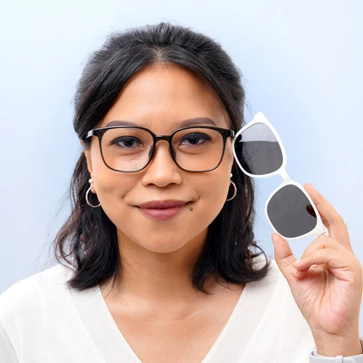 Gambar Parim Eyewear Kacamata Magnet Square Metal - Putih / Hitam