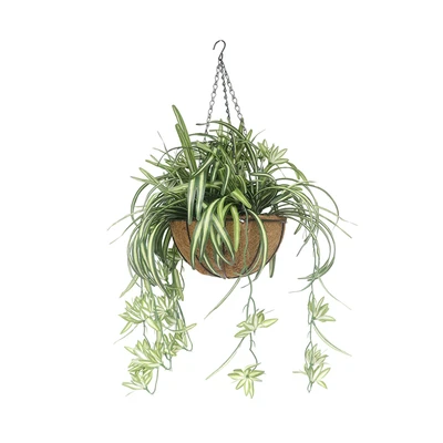 Gambar Forhom Tanaman Artifisial Spider Dengan Pot Keranjang Gantung 27.9x27.9x76.2 cm - Hijau