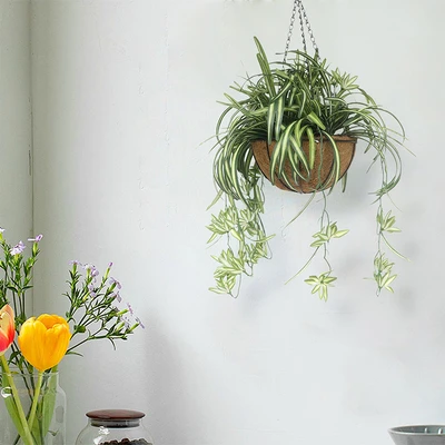 Gambar Forhom Tanaman Artifisial Spider Dengan Pot Keranjang Gantung 27.9x27.9x76.2 cm - Hijau