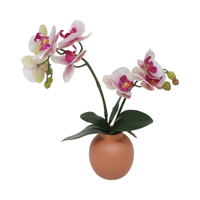 Gambar Forhom Bunga Artifisial Orchid 2 Tangkai Dengan Pot 27.9x11.4x40.6 cm - Pink