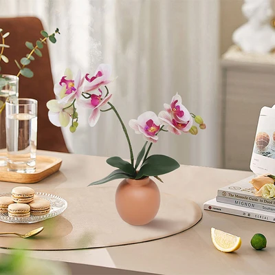 Gambar Forhom Bunga Artifisial Orchid 2 Tangkai Dengan Pot 27.9x11.4x40.6 cm - Pink