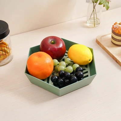 Gambar Culinart Wadah Saji Buah Dengan Strainer Plastik Hexagon Random