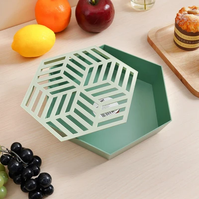 Gambar Culinart Wadah Saji Buah Dengan Strainer Plastik Hexagon Random