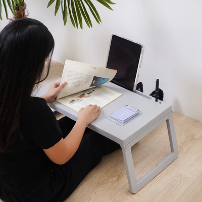 Gambar Odi Meja Laptop Lipat - Abu-Abu Muda