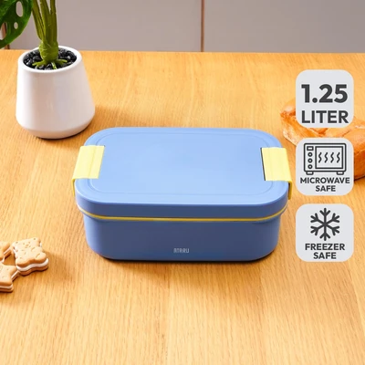 Gambar Ataru Haru Kotak Makan 2 Susun & 2 Sekat 1.25 Liter - Biru
