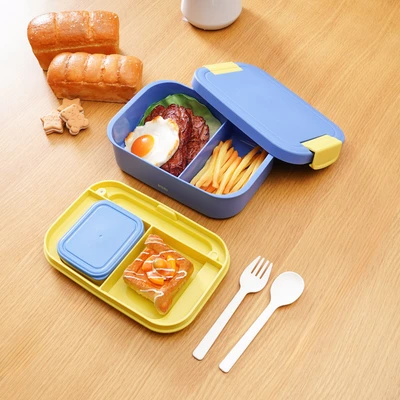 Gambar Ataru Haru Kotak Makan 2 Susun & 2 Sekat 1.25 Liter - Biru