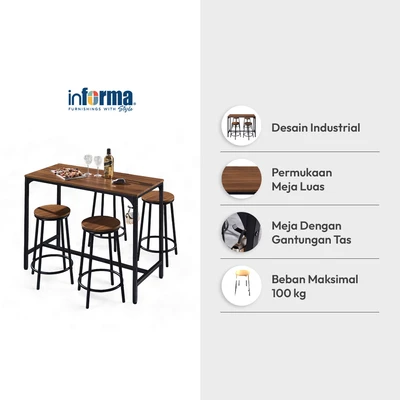 Gambar Informa Balgan Set Meja & Bangku Bar - Cokelat