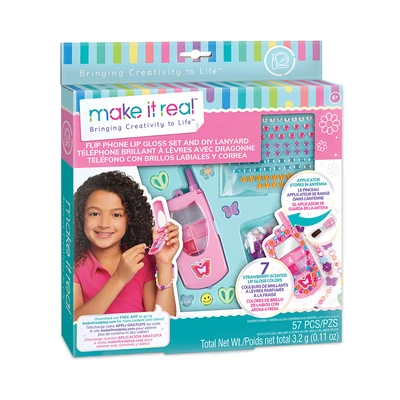 Gambar Make It Real Set Flip Phone Lip Gloss & Diy Lanyard