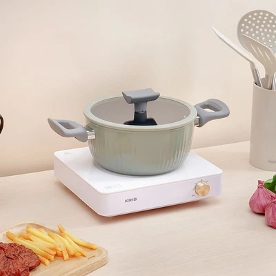 Gambar Culinart Linea Panci Casserole Dengan Tutup Non-Stick Coating 20 cm - Hijau