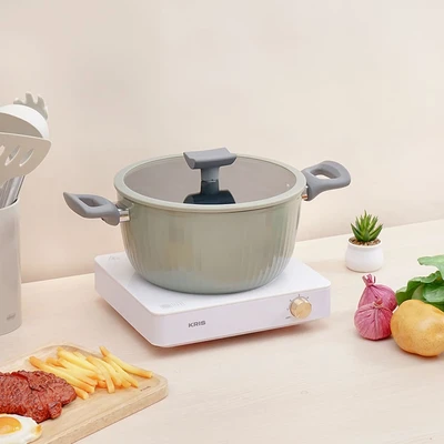 Gambar Culinart Linea Panci Casserole Dengan Tutup Non-Stick Coating 24 cm - Hijau