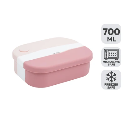 Gambar Picas Yoona Kotak Makan Silikon 4 Sekat Dengan Airhole Tiedye 700 ml - Pink