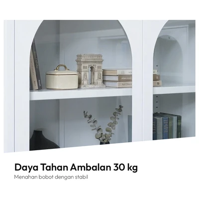 Gambar Informa Jeno Lemari 2 Pintu Kaca Dan 2 Pintu Metal - Putih