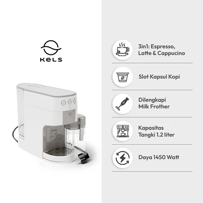 Gambar Kels Faya Coffee Maker 3In1 Frother 1.2 Liter - Krem
