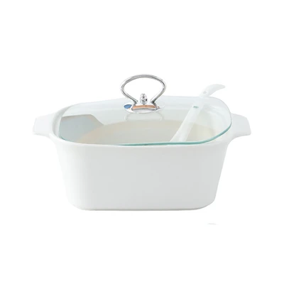 Gambar Appetite Wadah Saji Casserole Rectangle Dengan Tutup Kaca & Sendok - Putih