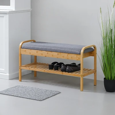Gambar Informa Levy Rak Sepatu Bench 90x33x50 cm - Cokelat