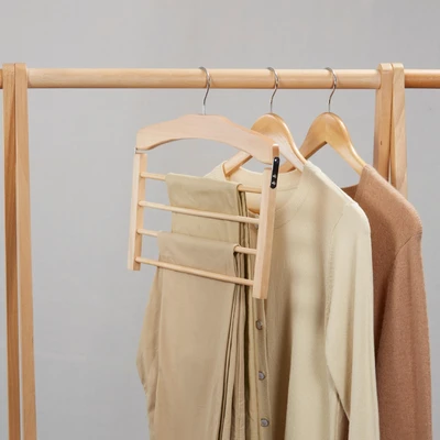 Gambar Informa Hanger Celana Kayu Dengan 4 Bar Natural