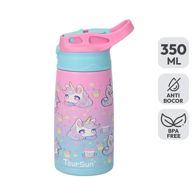 Gambar Tusslr Toursun Botol Minum Tumbler Anak Stainless Steel Unicorn 350 Ml - Pink