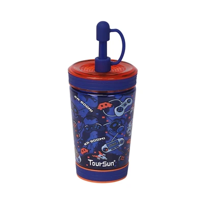 Gambar Tusslr Toursun Botol Minum Tumbler Anak Plastik Game 450 Ml - Biru