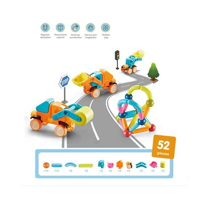 Gambar Bricks Kingdom Set 52 Pcs Magnetic Engineer Vehicle - Mix