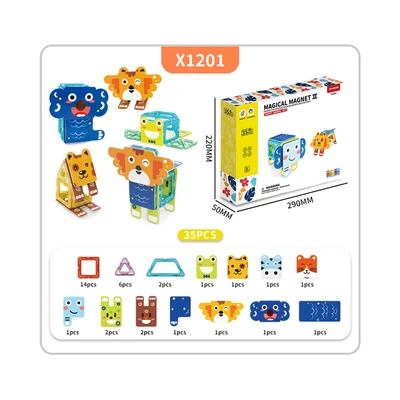 Gambar Bricks Kingdom Set 35 Pcs Animal Magnetic Blocks