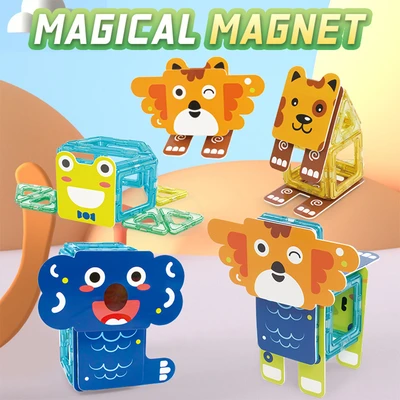 Gambar Bricks Kingdom Set 35 Pcs Animal Magnetic Blocks