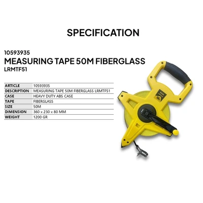 Gambar Krisbow 50 Mtr Meteran Gulung Fiberglass Lrmtf51 - Kuning