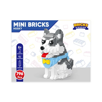 Gambar Bricks Kingdom Set 796 Pcs Pets Mini Bricks Husky