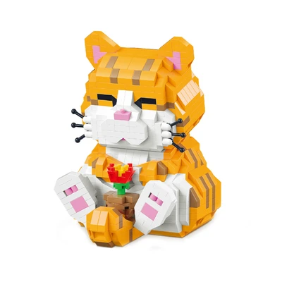 Gambar Bricks Kingdom Set 834 Pcs Pets Mini Bricks Orange Cat