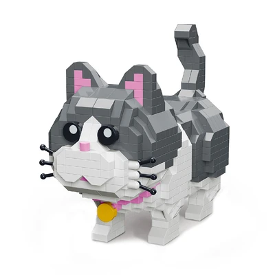 Gambar Bricks Kingdom Set 673 Pcs Pets Mini Bricks Blue Cat