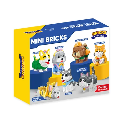 Gambar Bricks Kingdom Set 673 Pcs Pets Mini Bricks Blue Cat