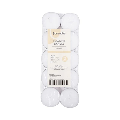 Gambar Breathe Lilin Tealight Tanpa Aroma 3 Hours Set 10 pcs - Putih