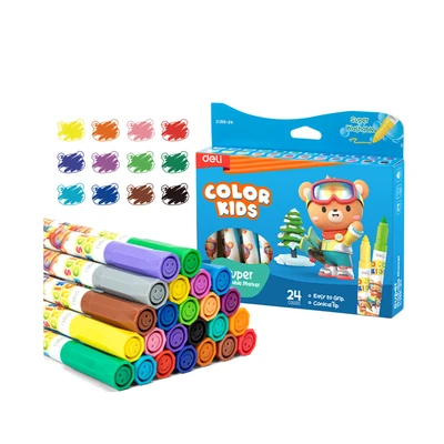 Gambar Deli Spidol 24 Warna Washable - Mix